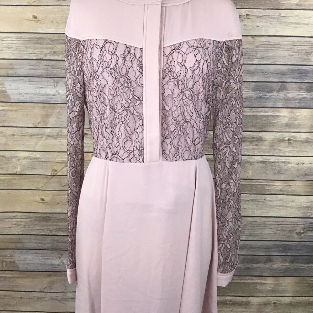 Rebecca Minkoff Mira Lace Inset Flared Dress Pink - Picture 2 of 5